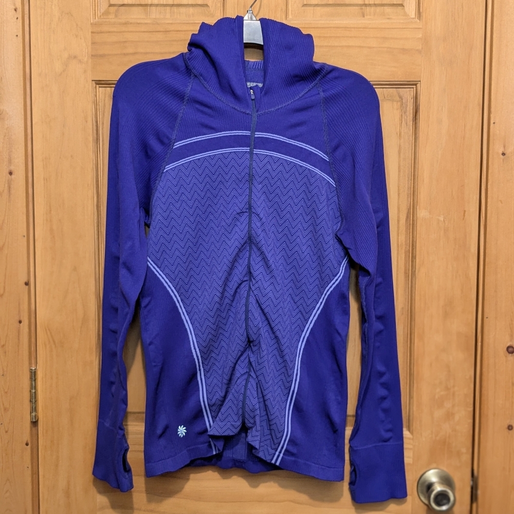 Athleta Jacket Hoodie Seamless Twist Full Zip Amalfi Blue Girl XL Outdoor Sports